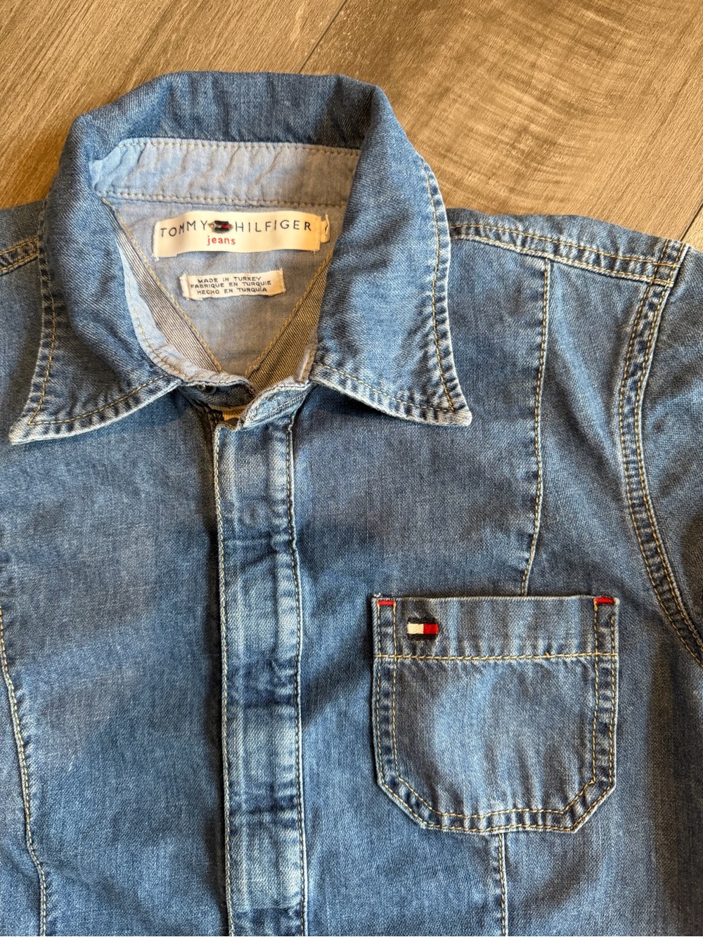 Tommy Hilfiger Vtg Denim Cap Sleeve Bodycon Denim Dress 100% Cotton Women’s Sz 6 - Picture 2 of 9